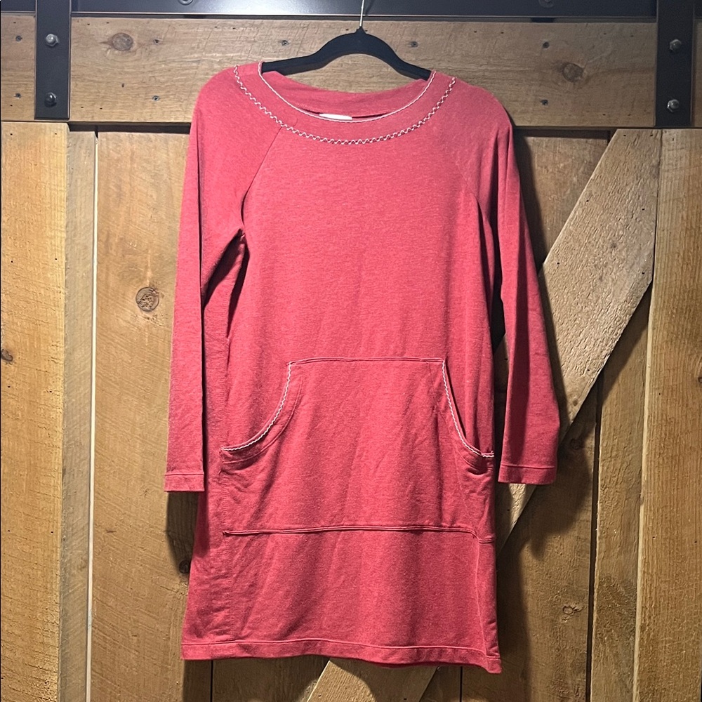 Max Studio Coral Red Tunic with Front Pocket